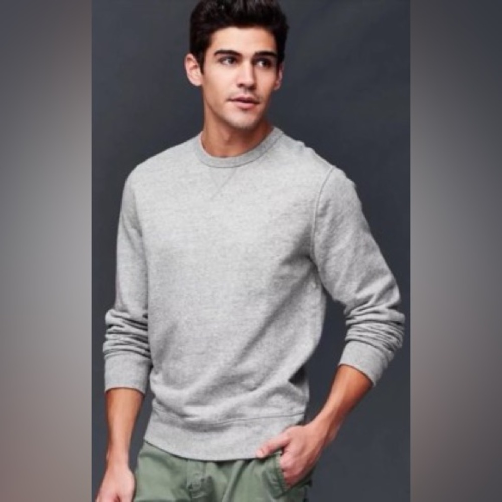 GAP Fleece System Heather Grey 100% Cotton Crewneck Sweatshirt XL